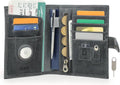 CONTACTS Full Grain Leather Passport Holder with Compatible with Airtag RFID Blocking Passport Wallet Travel Slim Passport Cover with SIM Card Removal Tool (Gray)