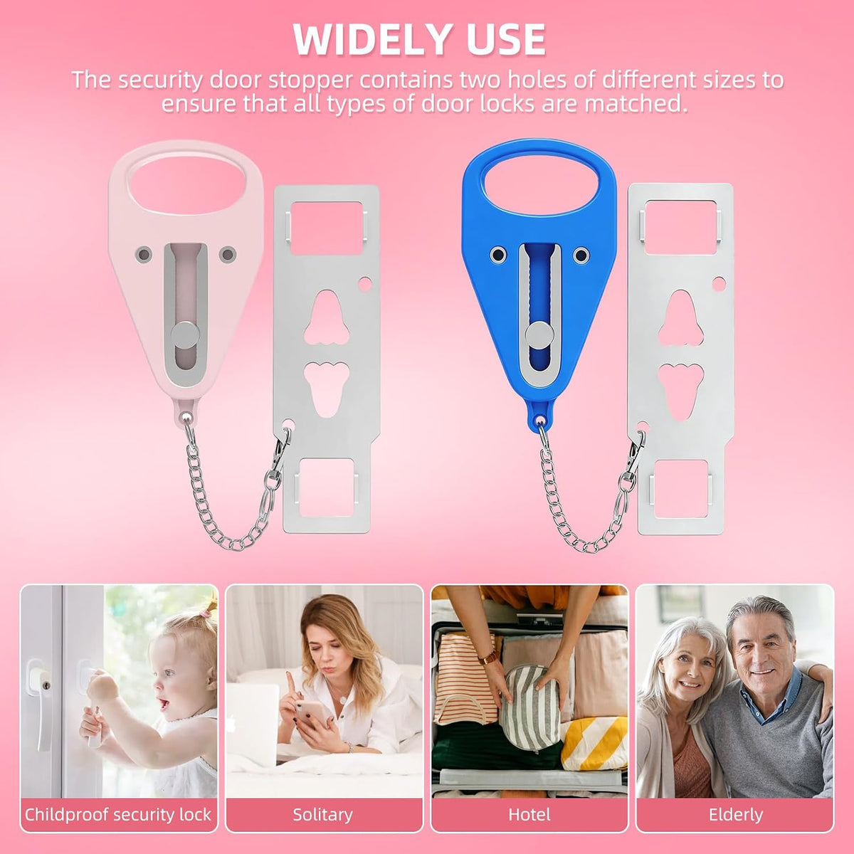 Portable Door Lock for Travel Security Hotel Room Safety Device