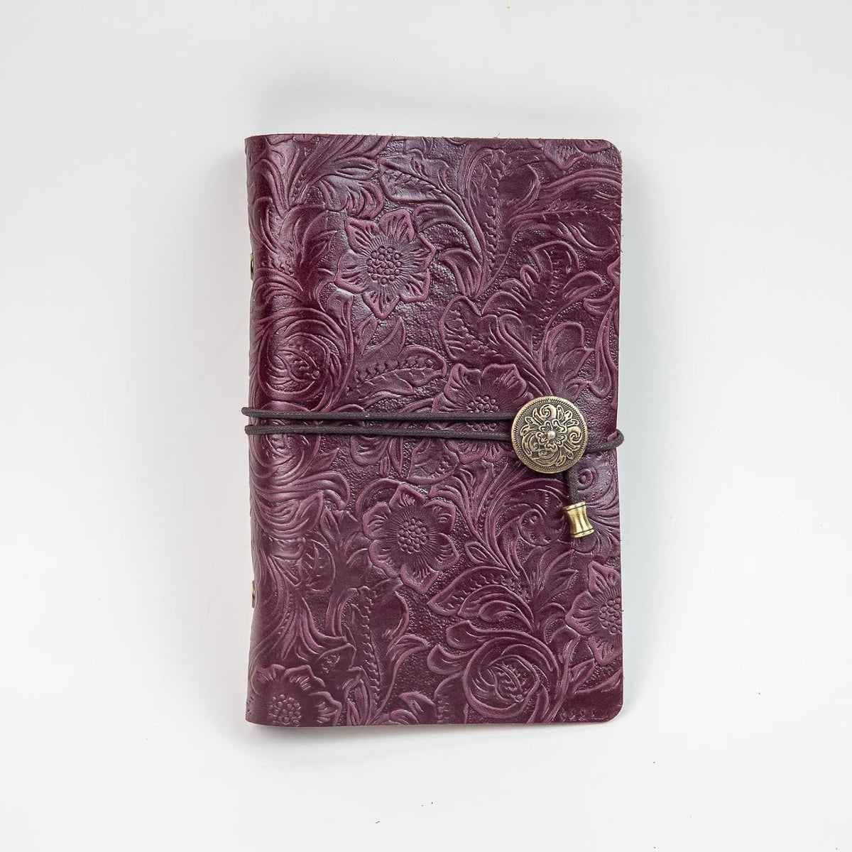 Refillable Leather Journal, Travelers Notebook Cover A6, Purple