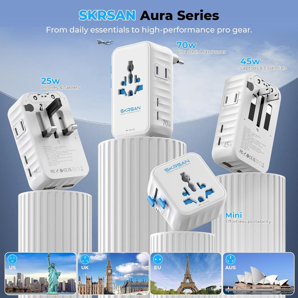 Aura Mini Global Plug 2 Pack, Pocket-Sized (Arctic White)