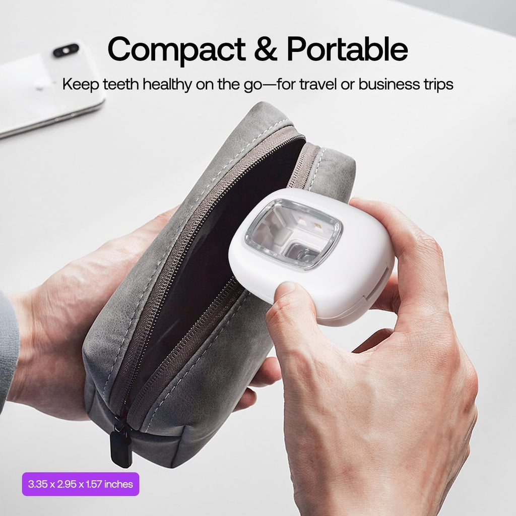 UV Toothbrush Sanitizer Case, Rechargeable Toothbrush Travel Cover Portable/Magnetic Wall Mount for Bathroom and Travel, Fits Electric and Manual Brushes, White