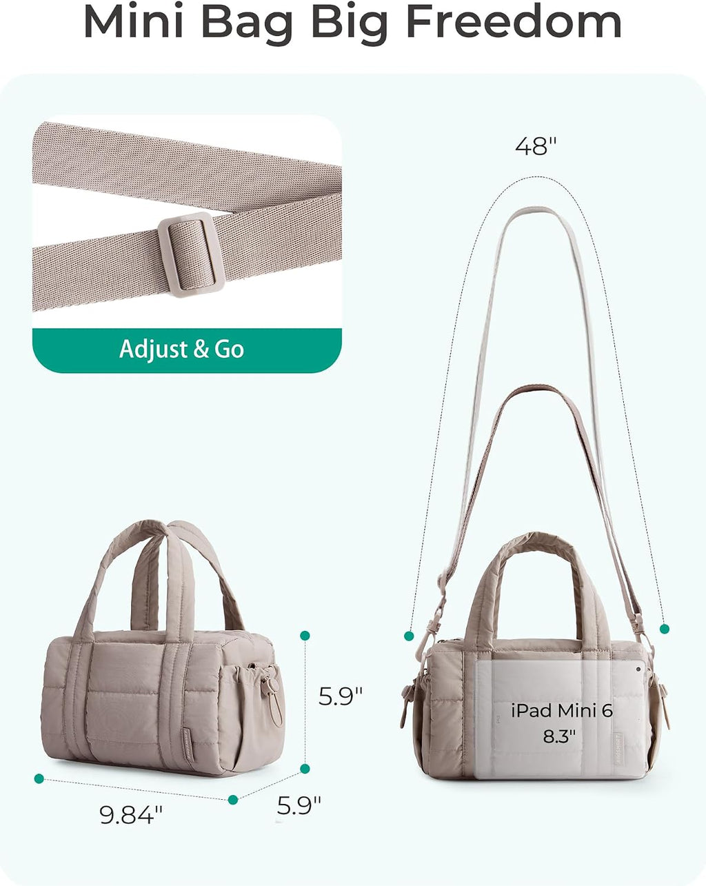 BAGSMART Reiki Gym Bag for Women Puffy Yoga Mat Travel Weekender Duffle Bag