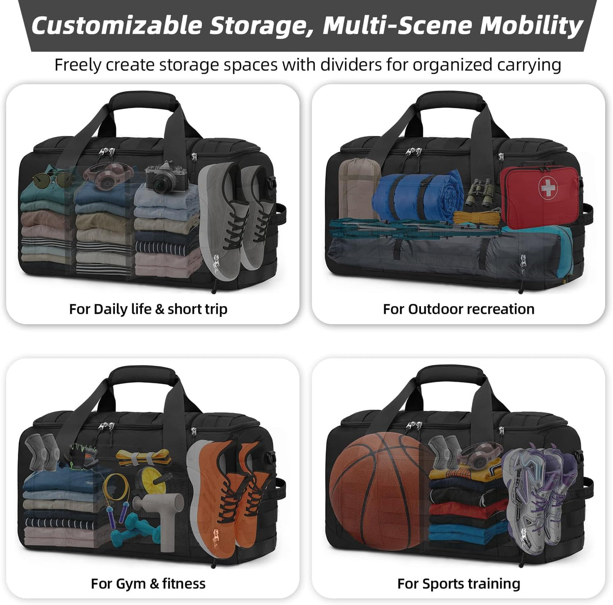 ZOMFELT Gym Bags for Men, 22x14x9 Carry On luggage Duffle Bag for Travel
