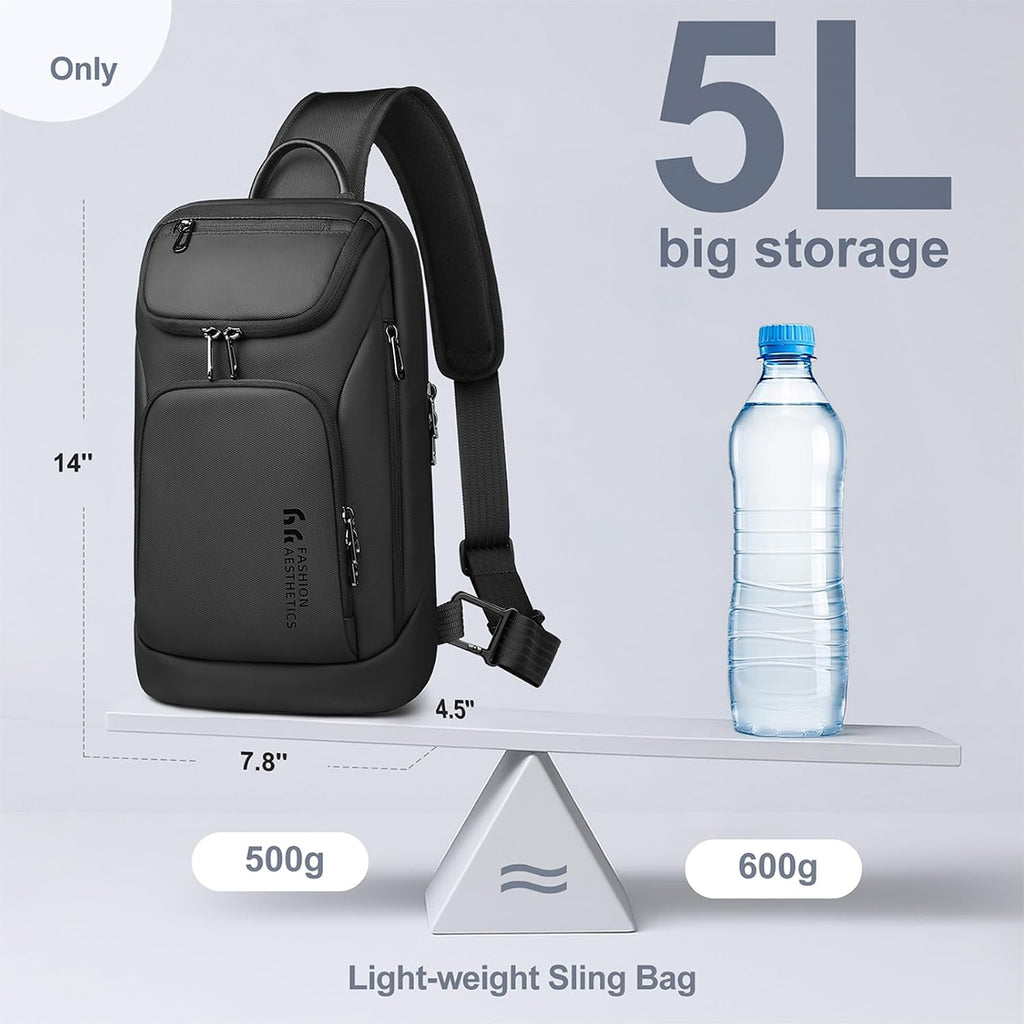 hk Sling Bag for Men, Water-Resistant Utility Crossbody Bag