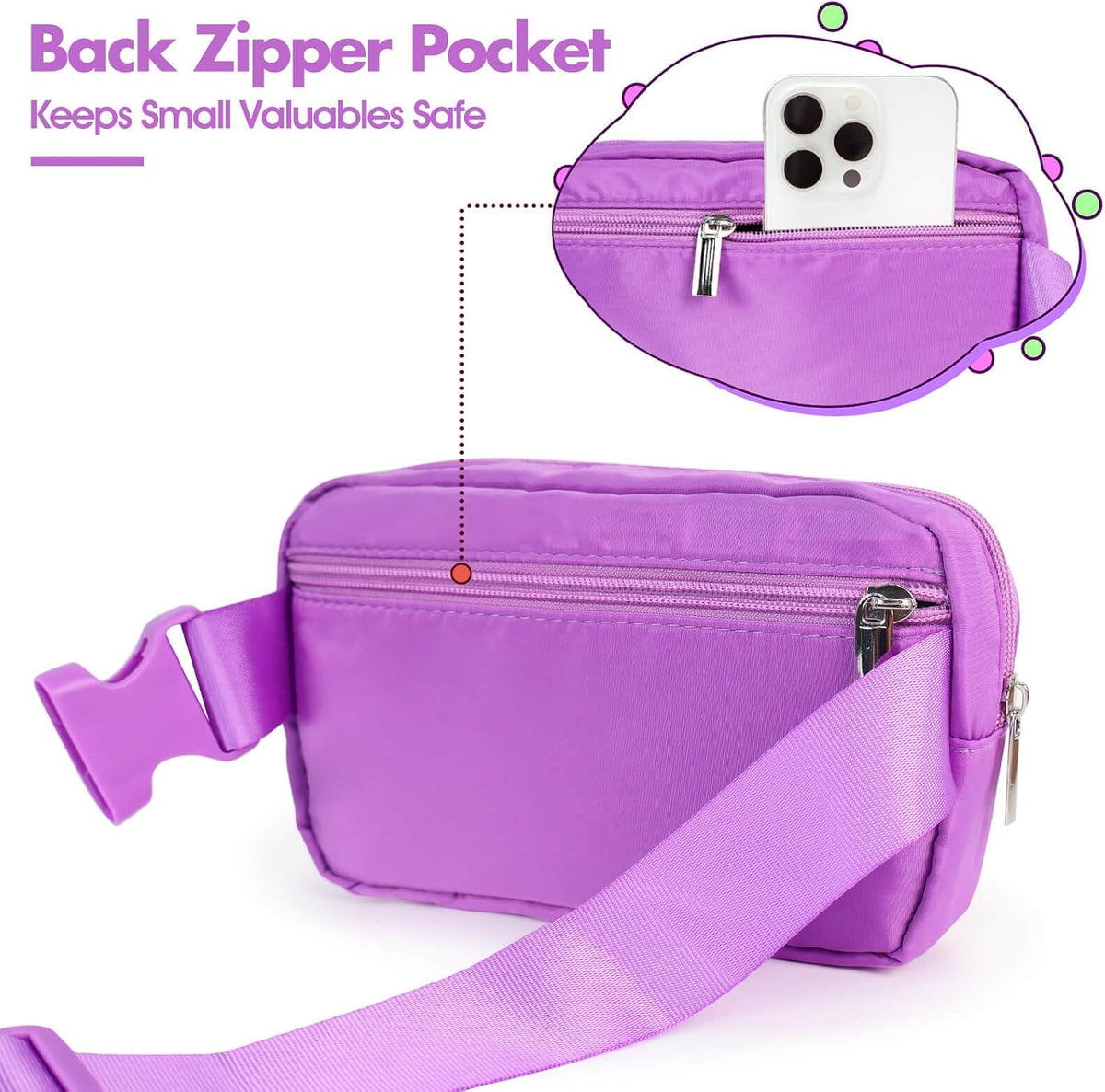 PainZieteg Fanny Pack for Girls Chenille Letter Belt Bag Crossbody for Kids