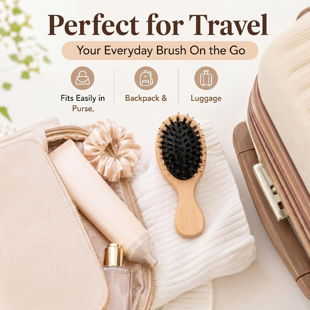 Tessco for you 24 Pcs Wood Hair Brush, Mini Boar Bristle Hair Brush Bulk