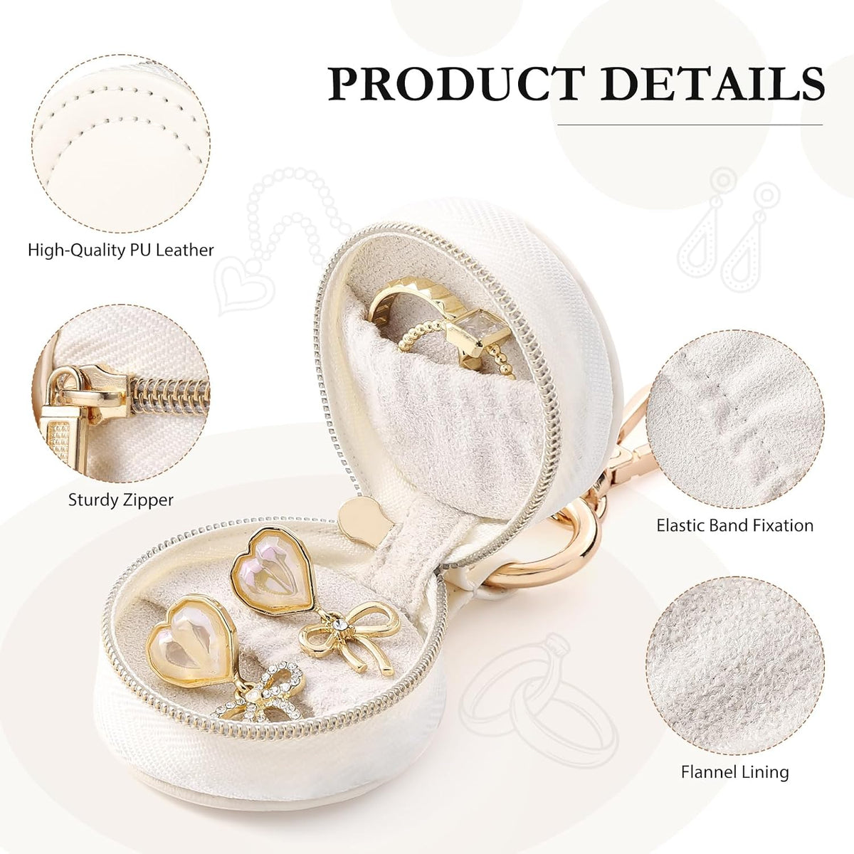 2 Pcs Portable Jewelry Ring Holder Boxs with Keychain