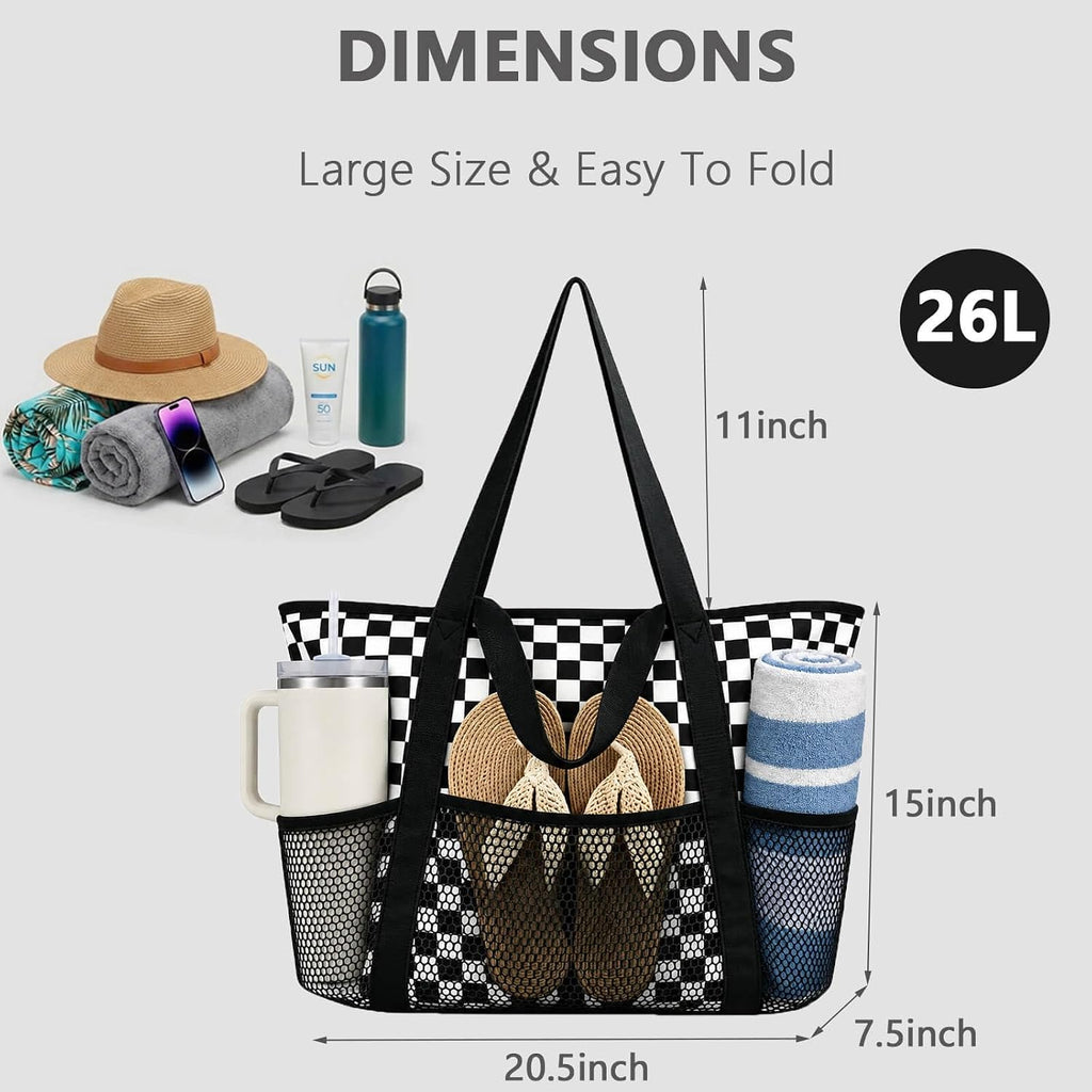Beach Bags Waterproof Sandproof Mesh Tote – Foldable
