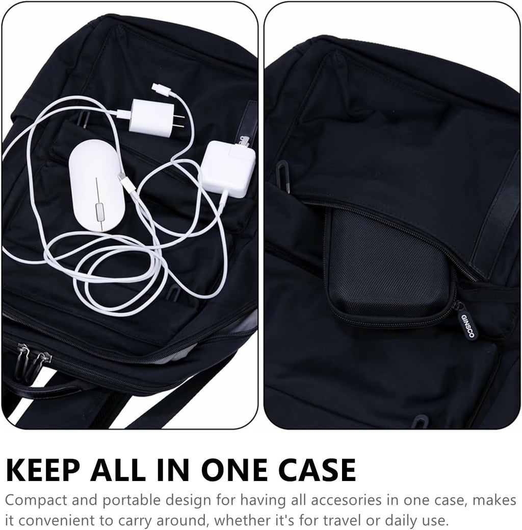Ginsco Hard Shell Protection Case Electronic Accessories Organizer Pouch for MacBook Air/pro Adapter Chargers Cables Power Bank, for Sandisk Portable SSD Flash Disk SD Card (Black)