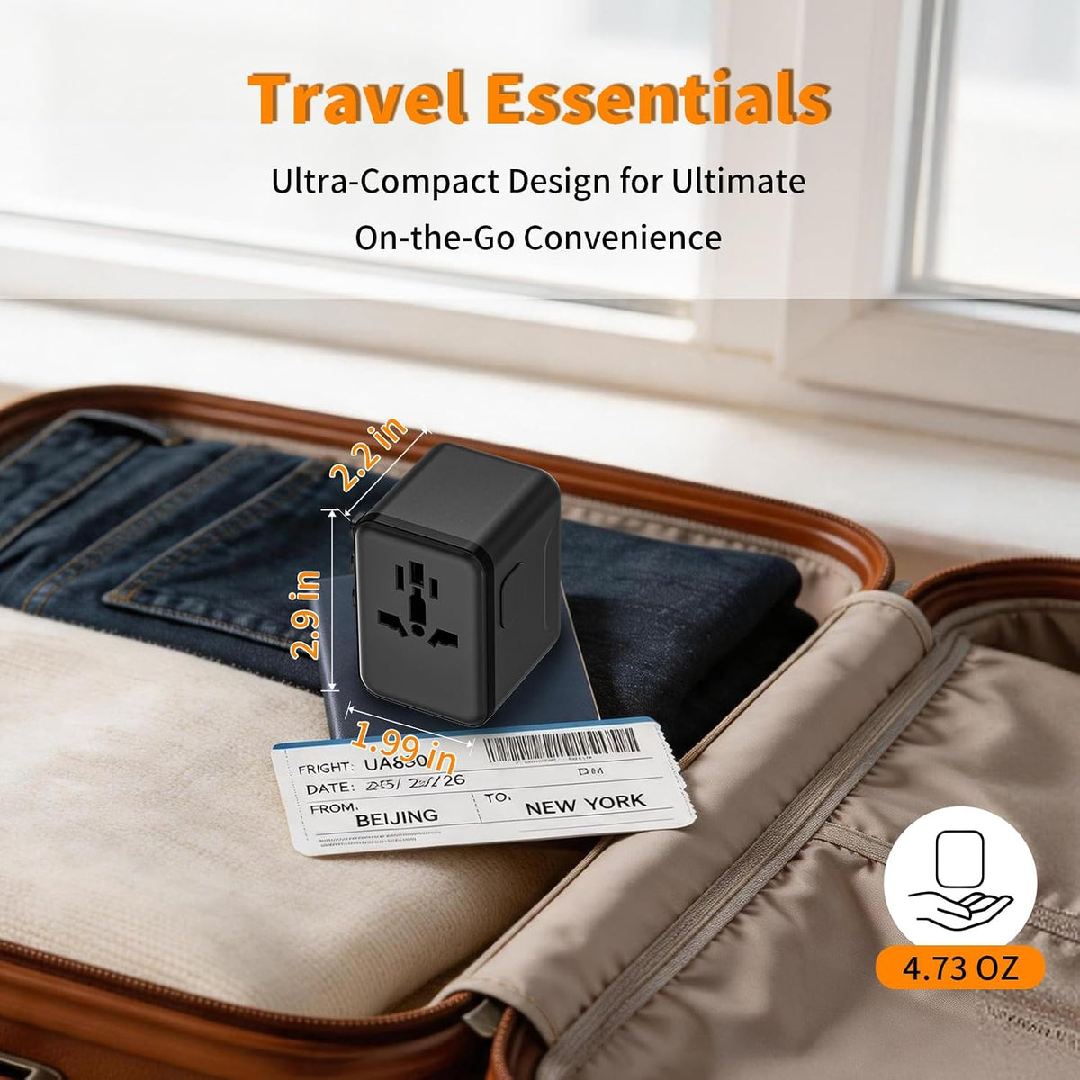CC Store Universal Travel Adapter with 3 USB-C＆ 2 USB-A Ports 17.5W Black