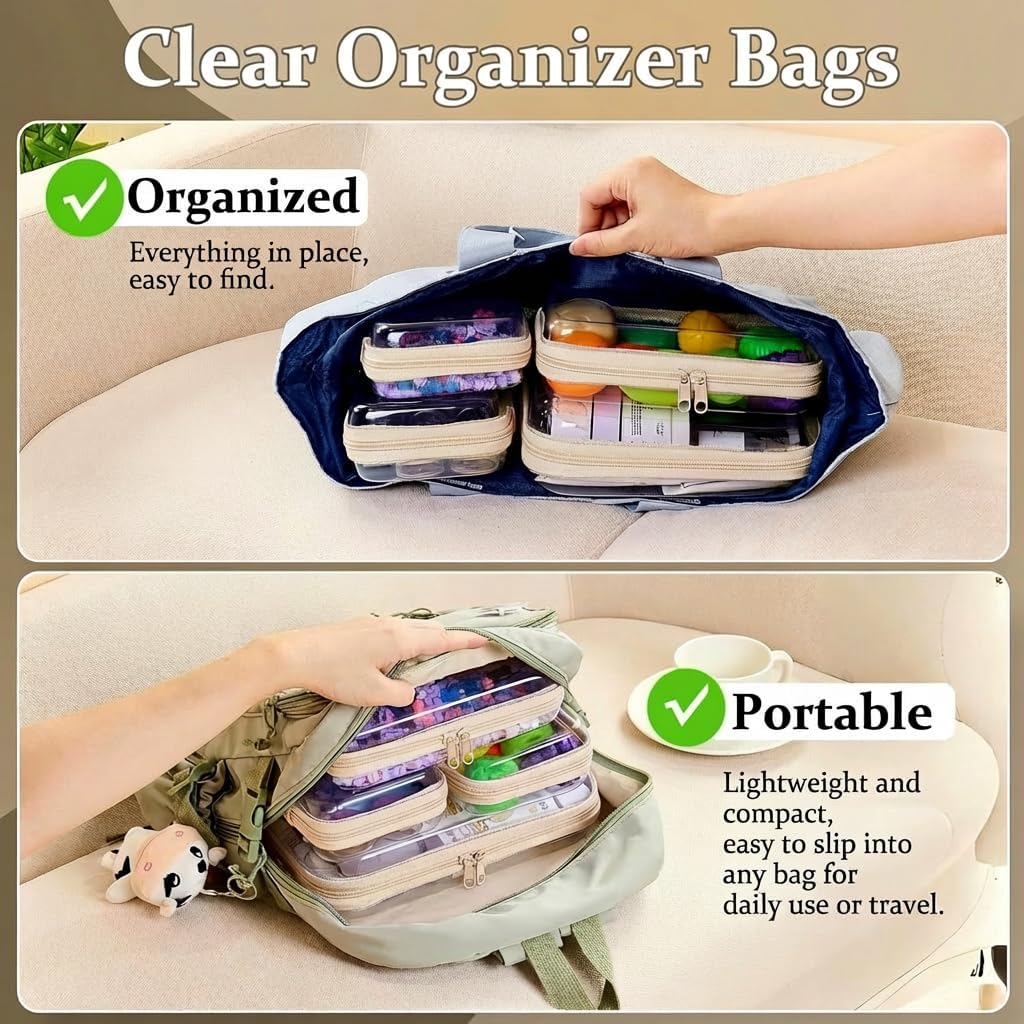 Clear Zipper Pouches, Hard Shell Zipper Case (M+3S)
