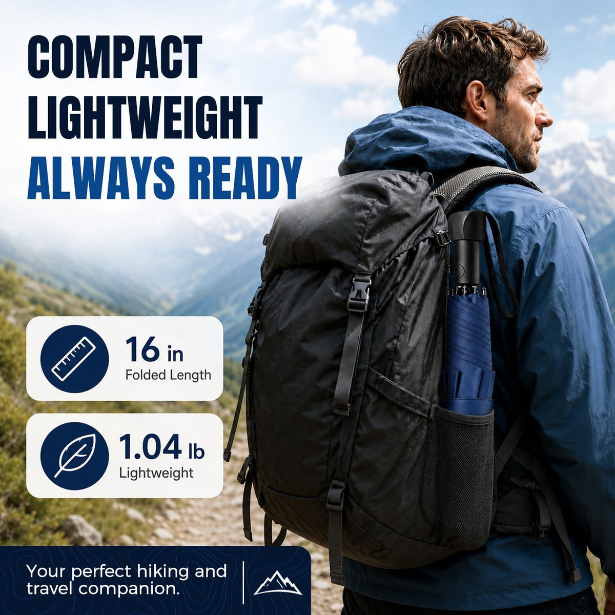 Collapsible Windproof Umbrella Travel - 42inch Auto Open & Manual Close