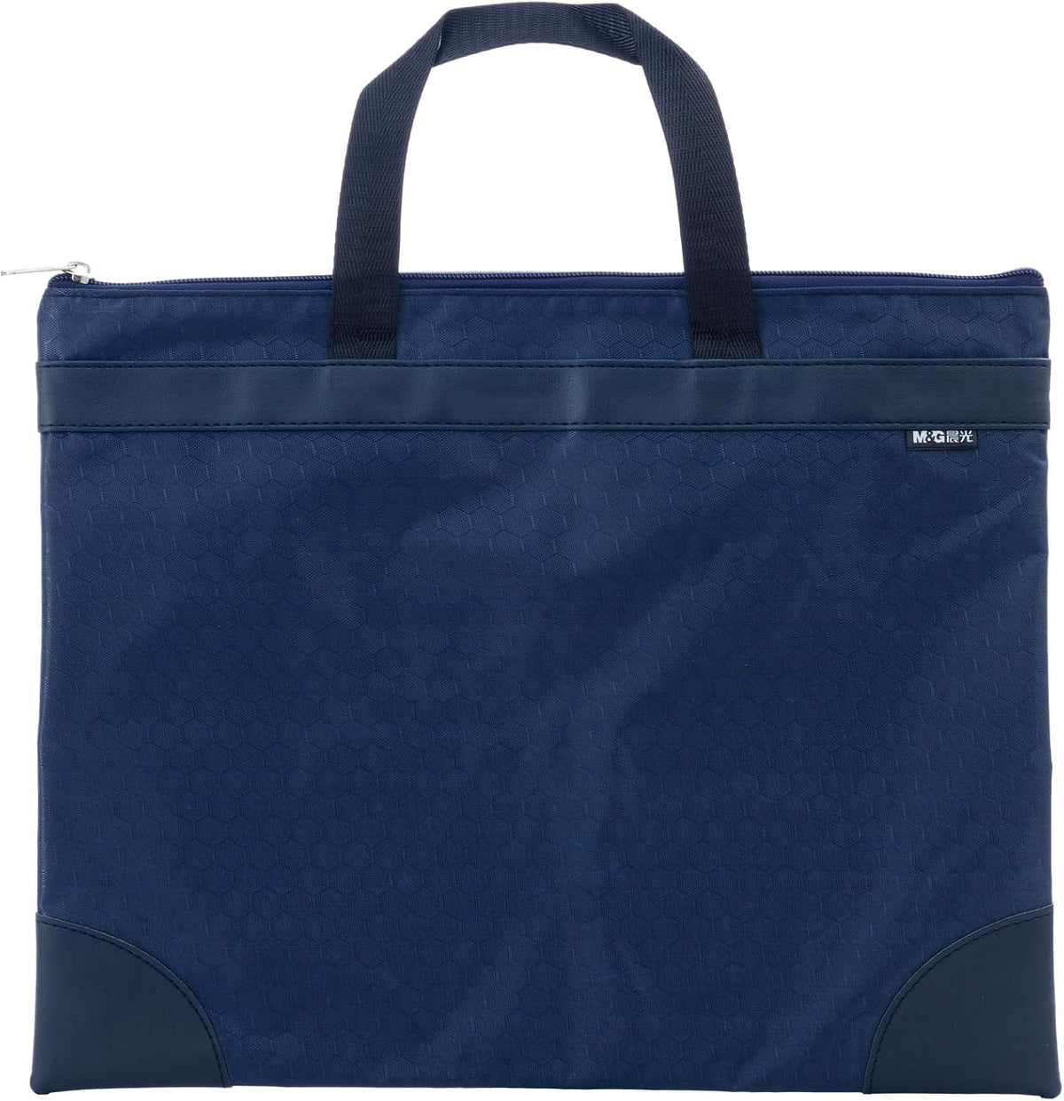 M&G 12x15 in Large Zipper Pouch with Handle, A4 Foldable Lightweight Pocket Waterproof Oxford Document Storage Bag, File Organizer for Office Travel Books Papers Filing Folder – 1 Pack (Blue)