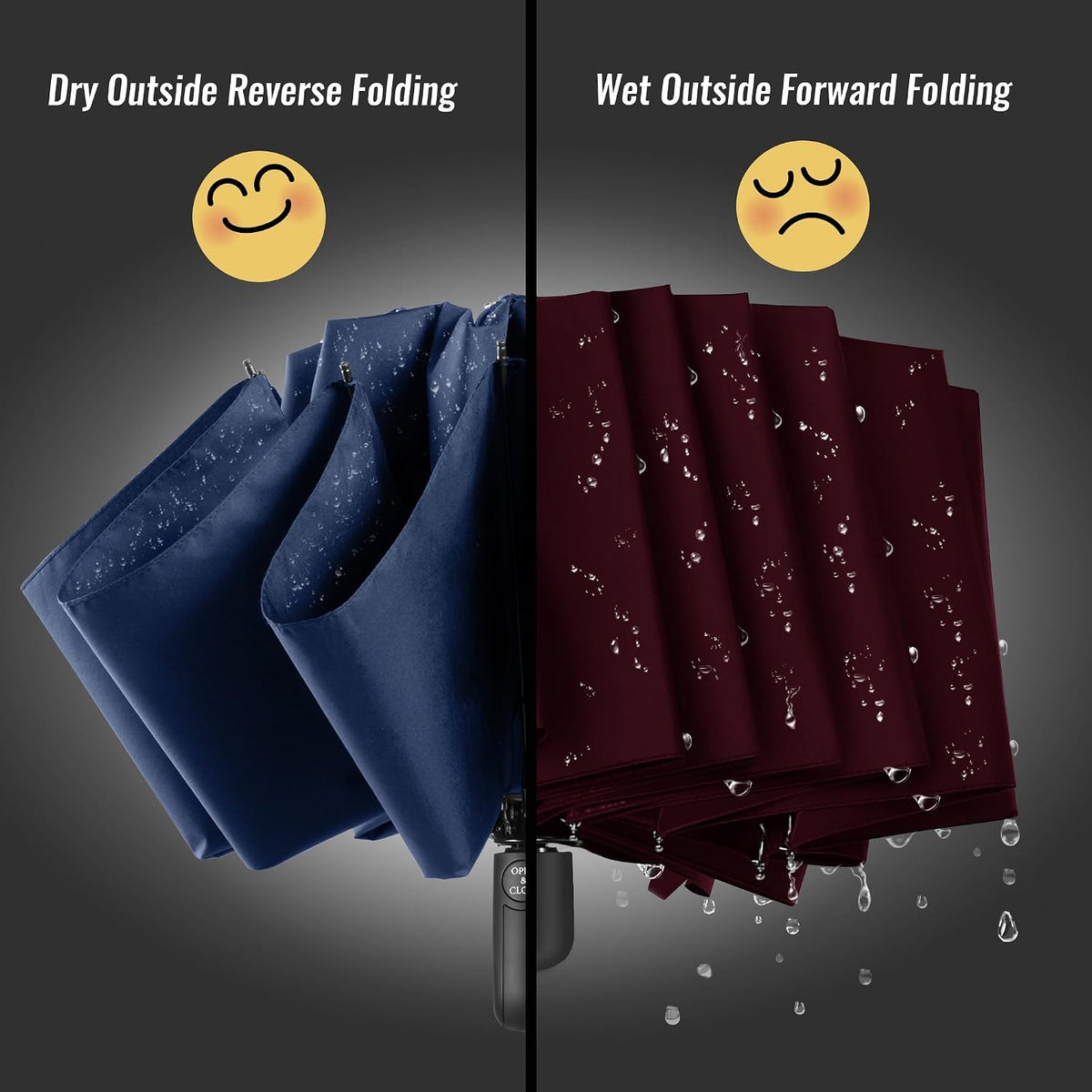Conlun Travel Inverted Umbrella Compact Windproof- Automatic reverse Umbrellas for Rain - Folding Portable 10 Ribs Large Umbrella