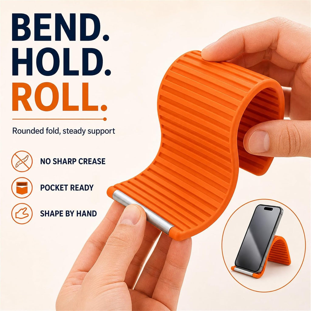 Flexible Silicone Phone Holder, Foldable Stand for Airplane Travel