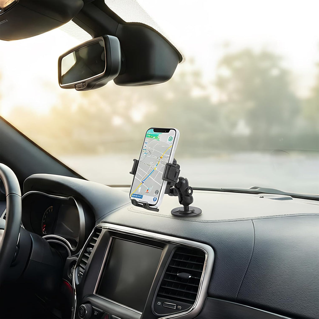 1" Ball Phone Mount Holder with Vibration Dampener ＆ 2.36" Short Double Socket Arm, Compatible with RAM B Size Mounts, Fits 5-7.2'' Phones, for Motorcycle Bike Boat ATV UTV Car Truck