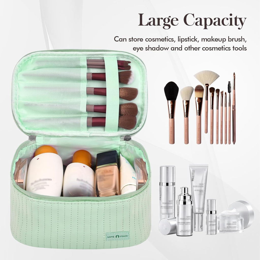 Makeup Bag Travel Cosmetic Bag, Large Capacity Makeup Organizer Bag and Storage, Portable PU Leather Pouch Toiletry Bag Make up Organizer, Cosmetic Bags for Women