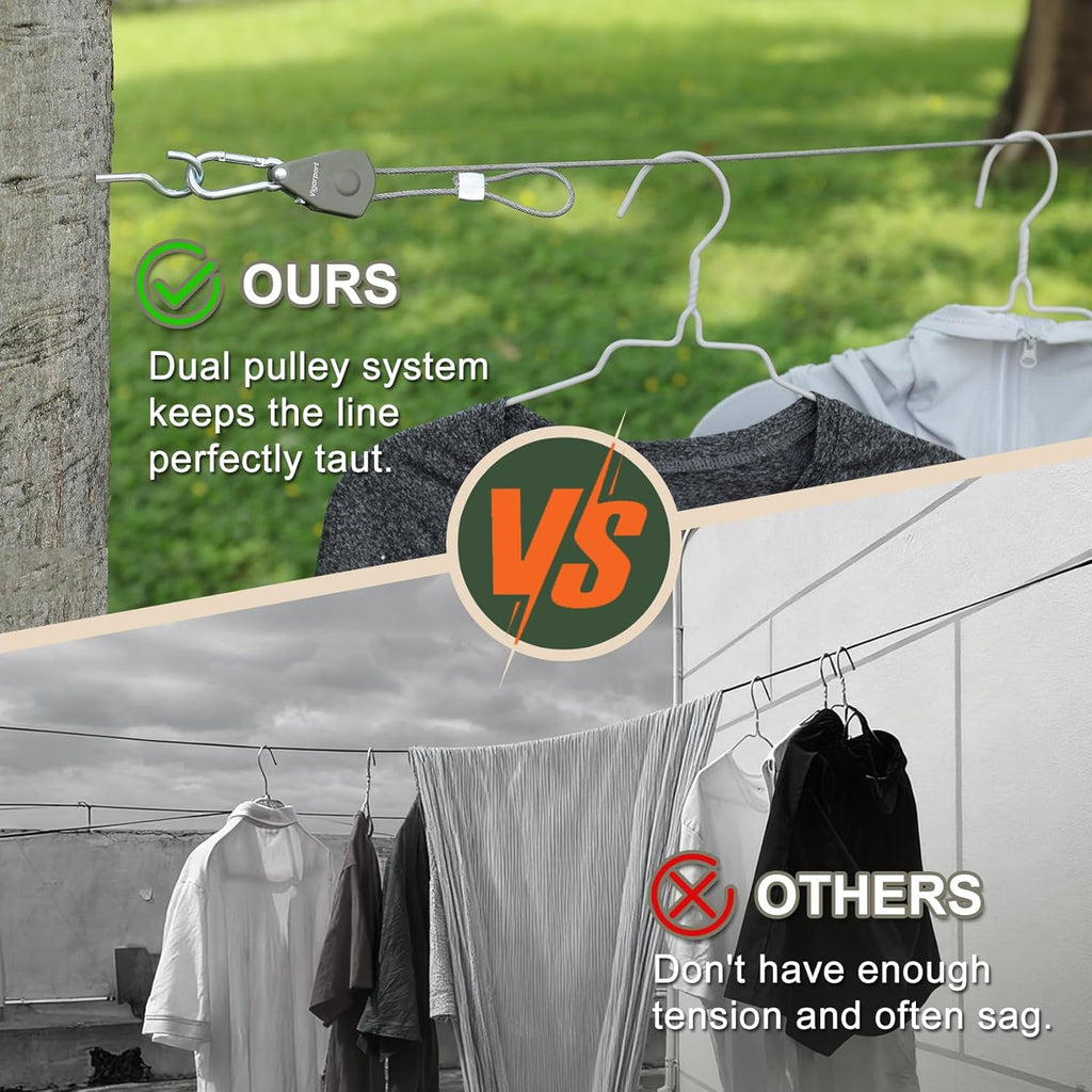 Vigorport Outdoor Retractable Clothesline, Portable Travel Clothes Line