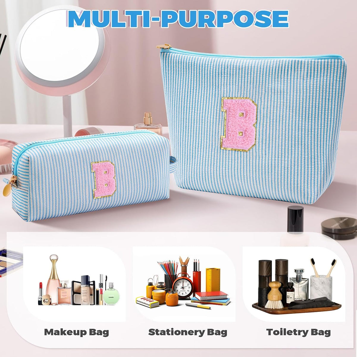 Gifts for Teen Girls Women - Birthday Gifts for 10 11 12 13 14 15 16 17 18 Years Old Girl,Makeup Bag Cosmetic Bag,Teacher Gift Trendy Stuff Toiletry Bag - Blue,B