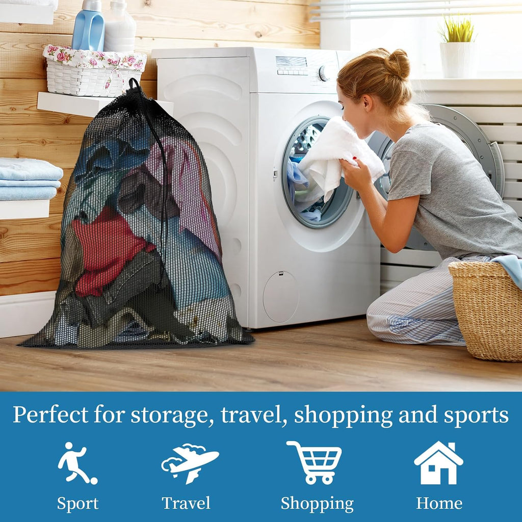 6 Pack Mesh Bag Drawstring for Storage,23 x 35 Inch Net Bags with Lock