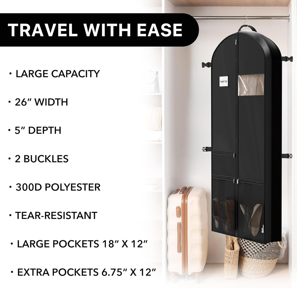 Simple Houseware 65" Travel Garment Bag with Pockets, Heavy Duty Suit Bag