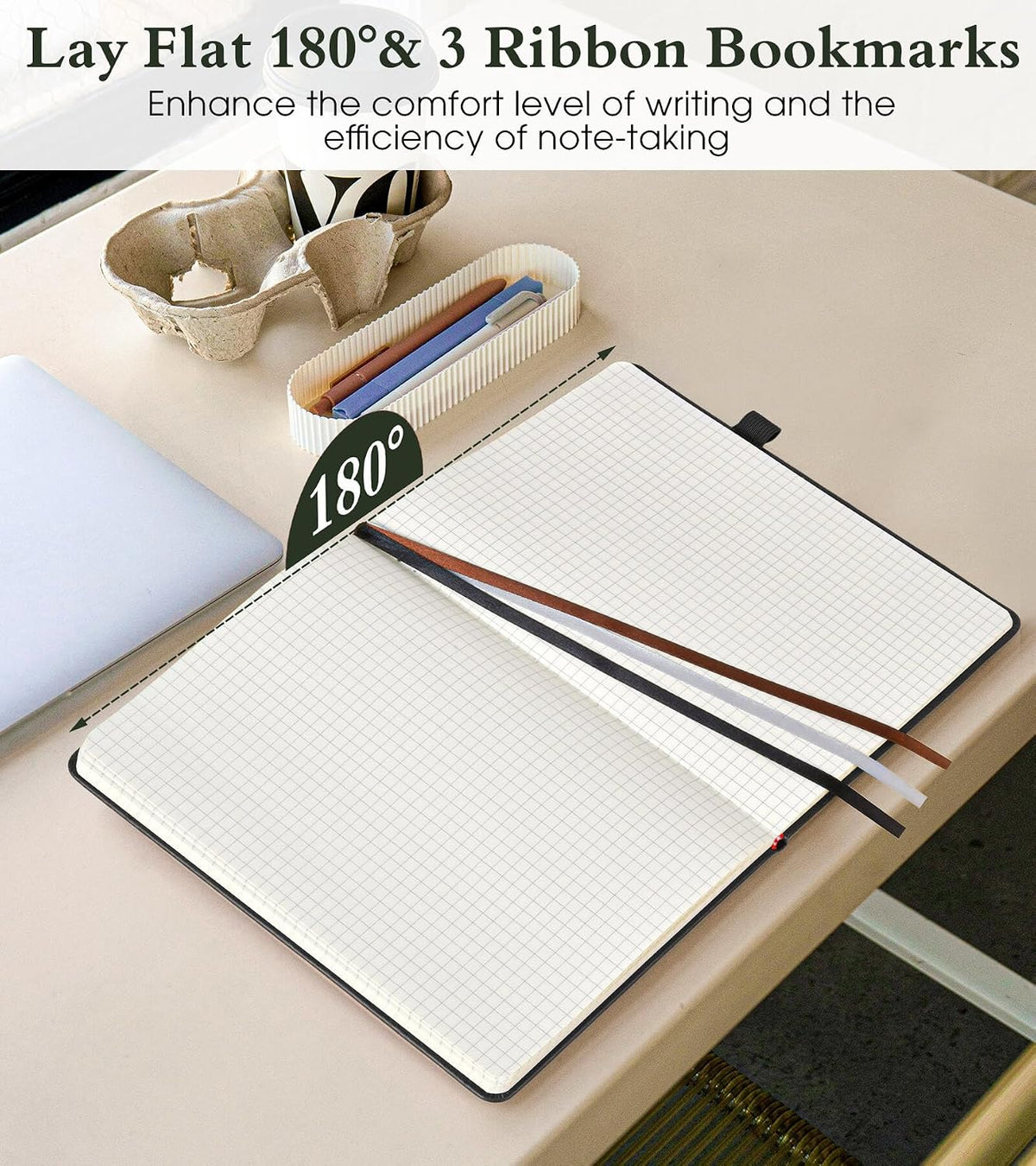 PAIBAS A5 Lined Journal, Leather Bound Notebook for Work & Travel 5.8"×8.5"