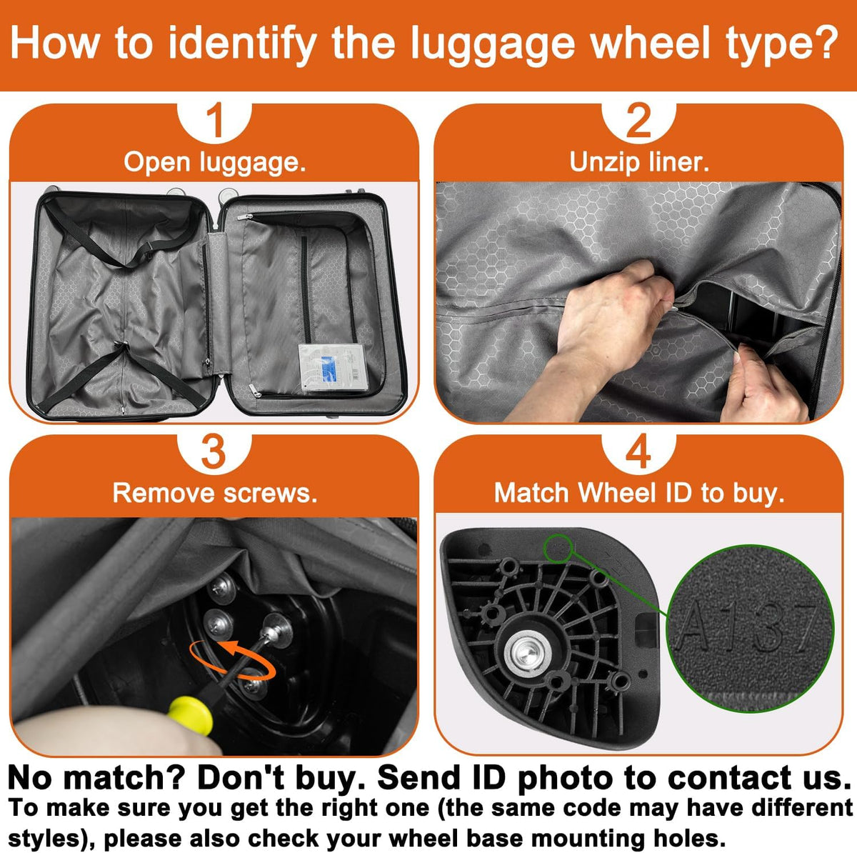 Wheels for Swiss Gear Luggage, Replacement Kit for Spinner Suitcase(SD-219-CD)