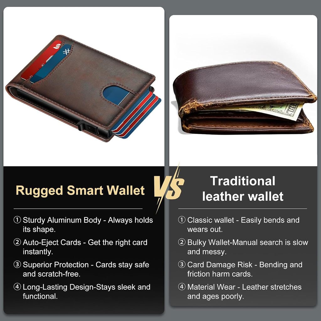Card Wallet For Men Slim Minimalist: Smart Rfid Front Pocket Pop Up Wallets