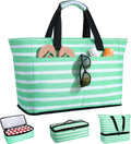 ISEYOU Beach Bag with Cooler, 49L Large Waterproof Sandproof Tote with Zipper, Foldable Travel Bag for Beach, Pool, Picnic