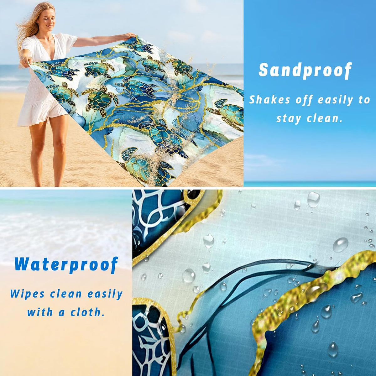 Waterproof Sandproof Beach Blanket Extra Large 79"x79"