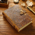 Acidea Leather Journal Notebook, 200 Sheets(400Pages) Kraft Paper Embossed Sketchbook, Genuine Leather Handmade Bound Travel Writing Journal Dairy, Gift for Men, Women (Vintage Brown, 7.5"x 5.5")