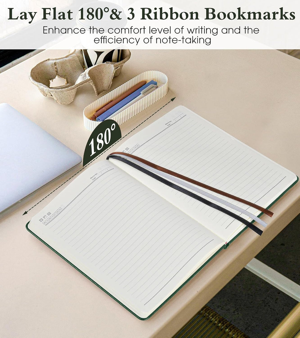 PAIBAS A5 Lined Journal, Leather Bound Notebook for Work & Travel 5.8"×8.5"