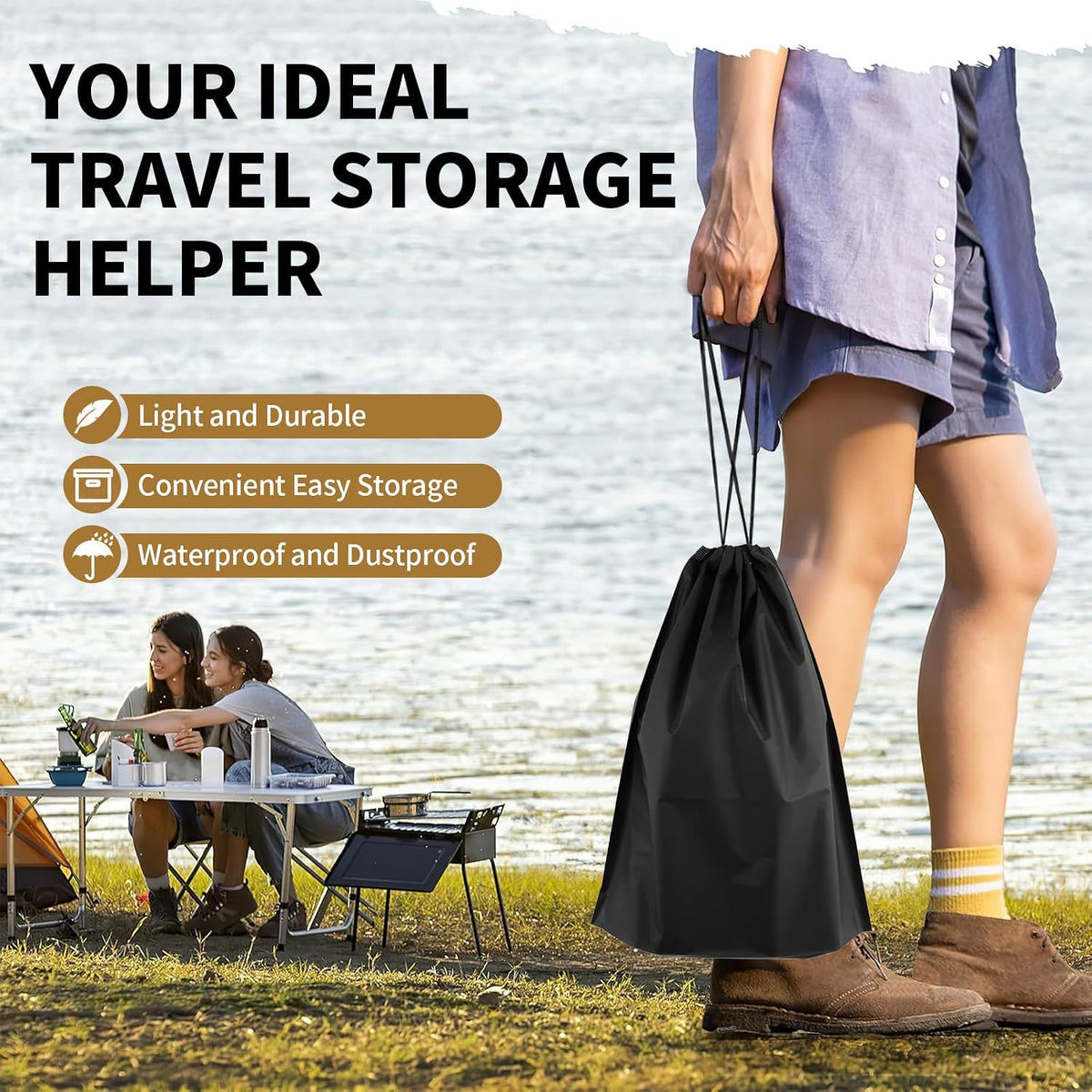 20 Pack Shoe Bags for Travel, BlackTravel Shoe Bags for Packing Waterproof