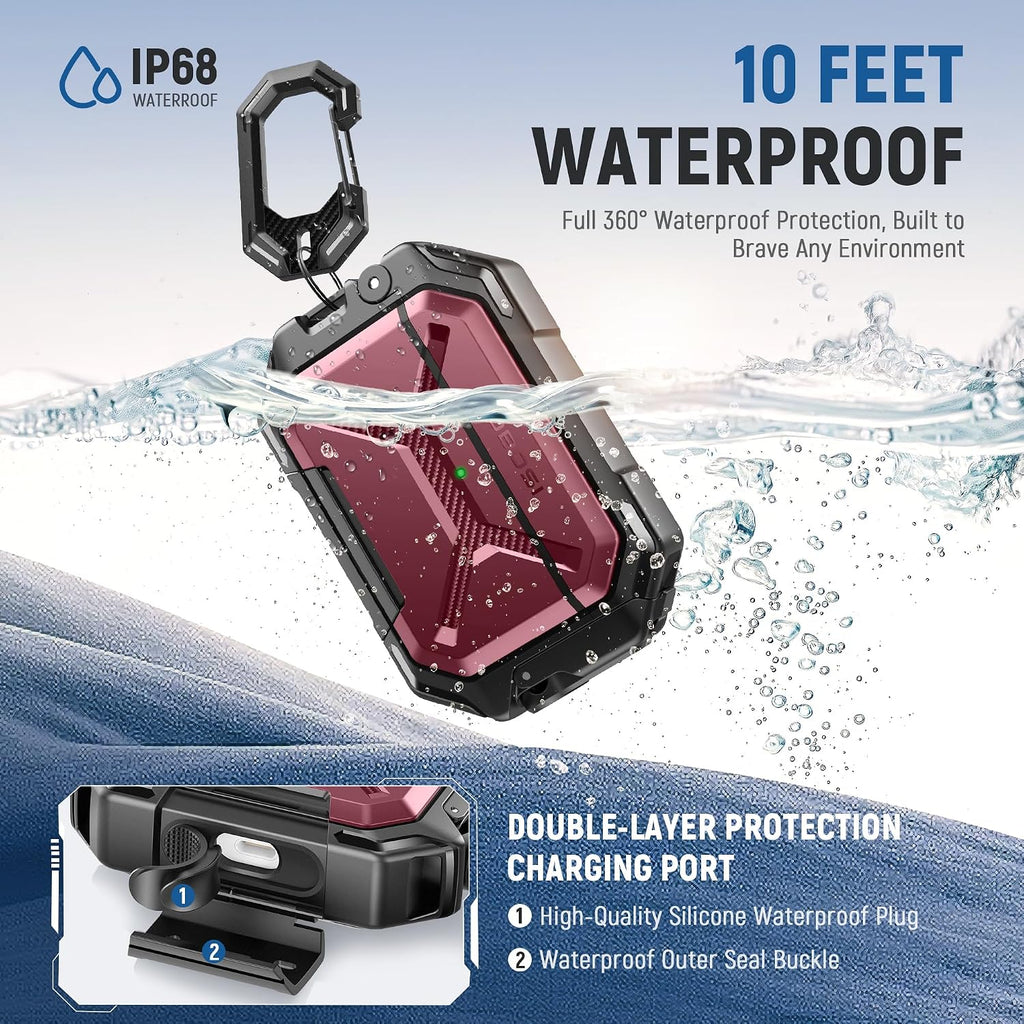 MOBOSI IP68 Waterproof Case for AirPods Pro 3, Red