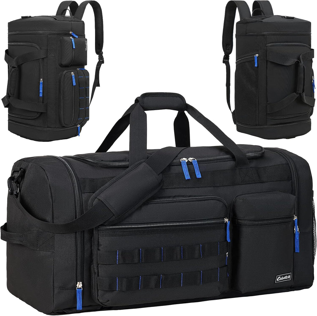 Gym Bag for Men Women 3-in-1 Sports Travel Duffel Bag, 61L, Black