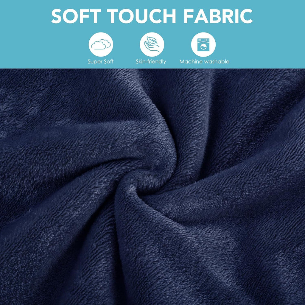 SINLAND Travel Pillow and Blanket 2-in-1 Set, Navy Blue, 60x50 Inch
