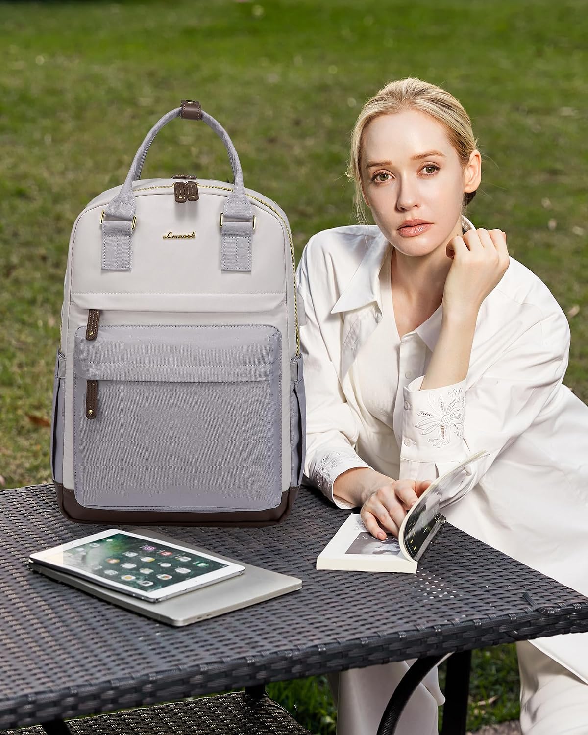 LOVEVOOK Travel Laptop Backpack Women, 15.6 Inch Anti-theft Laptop Bag with USB Port, Fashion Waterproof Computer Backpacks Teacher Nurse Backpack Purse for College School Work