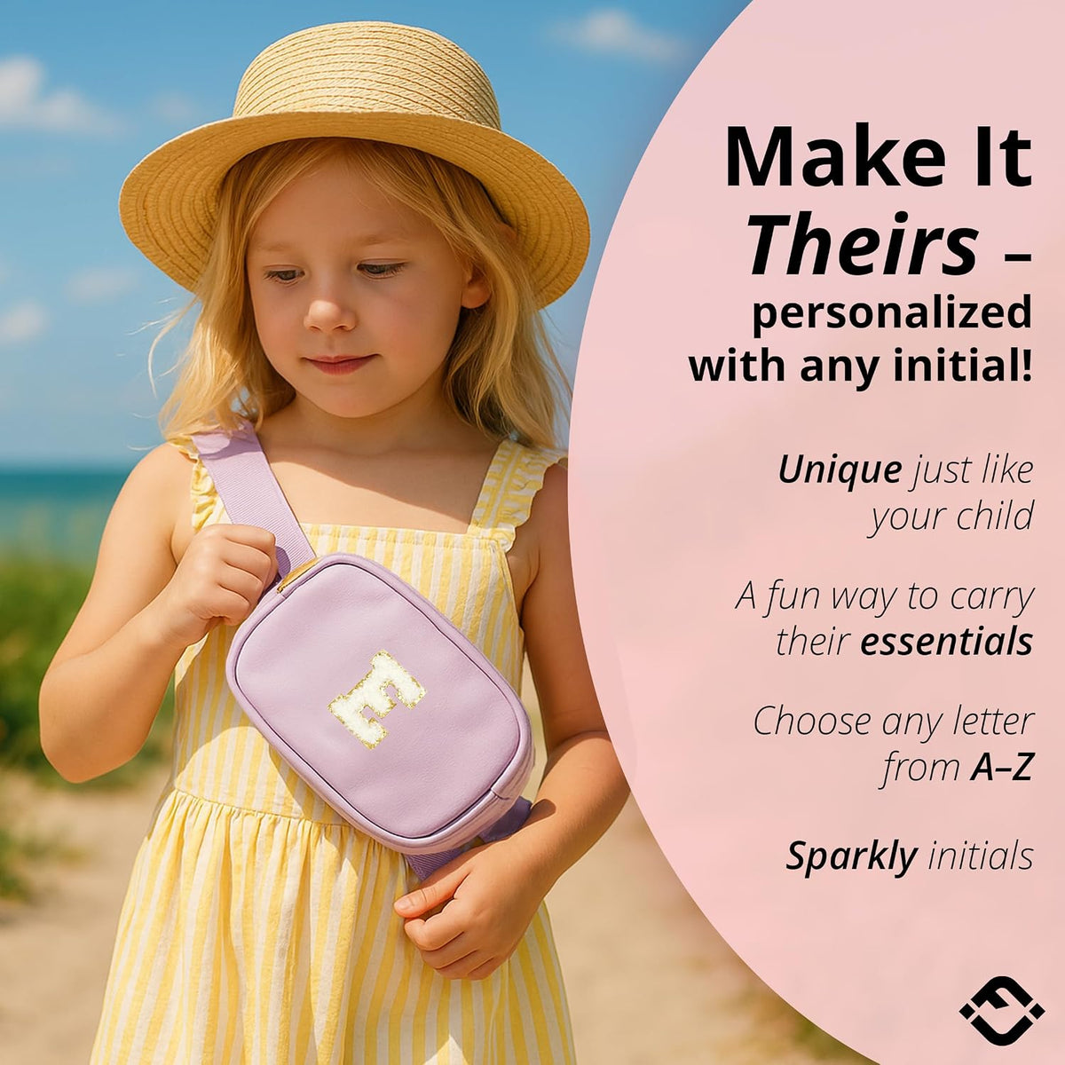 Kids Fanny Pack for Girls Initial Crossbody Belt Bag - Lavender: Letter Y