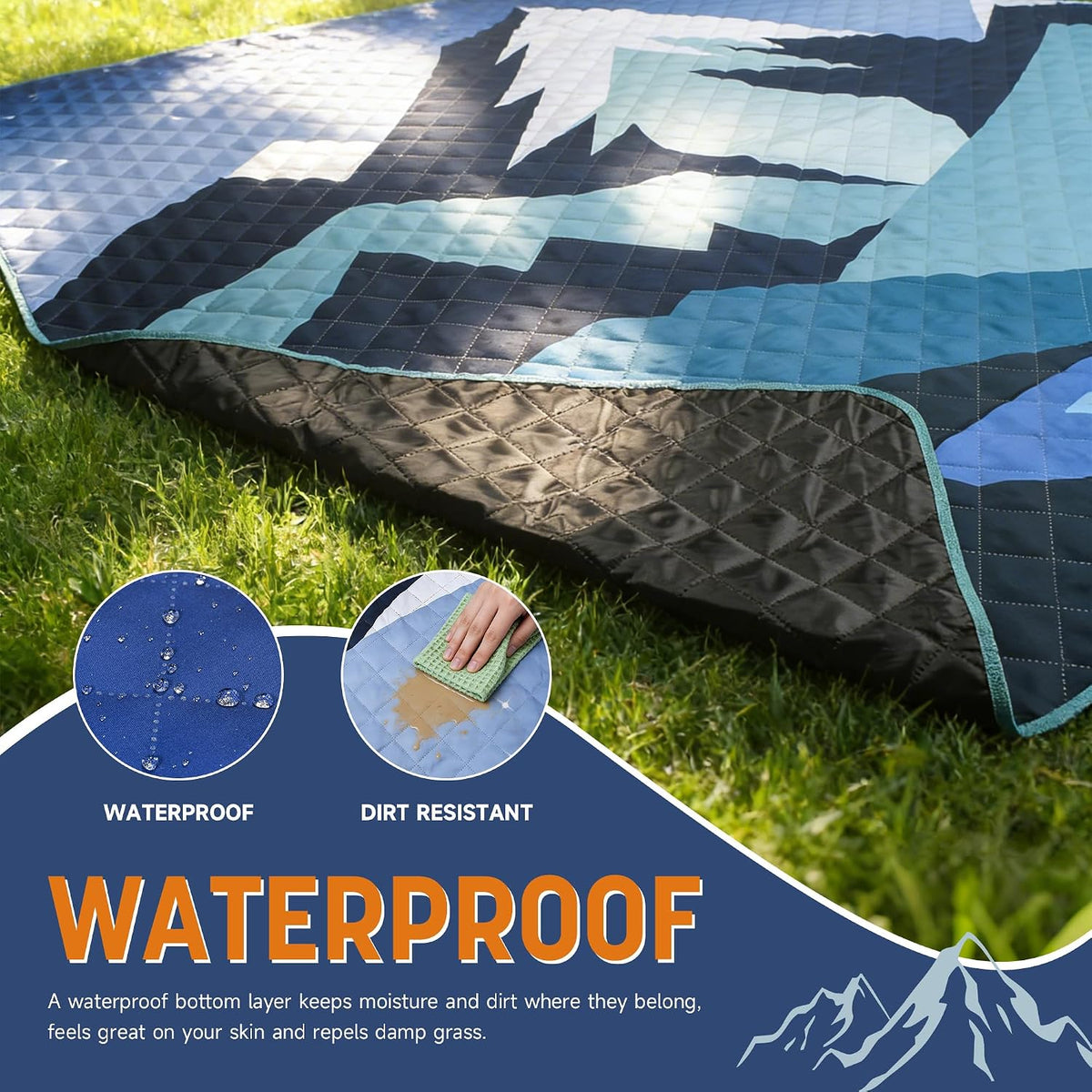 Catalonia Waterproof Picnic Blanket, Extra Large 70 x 80 Inch Outdoor Mat