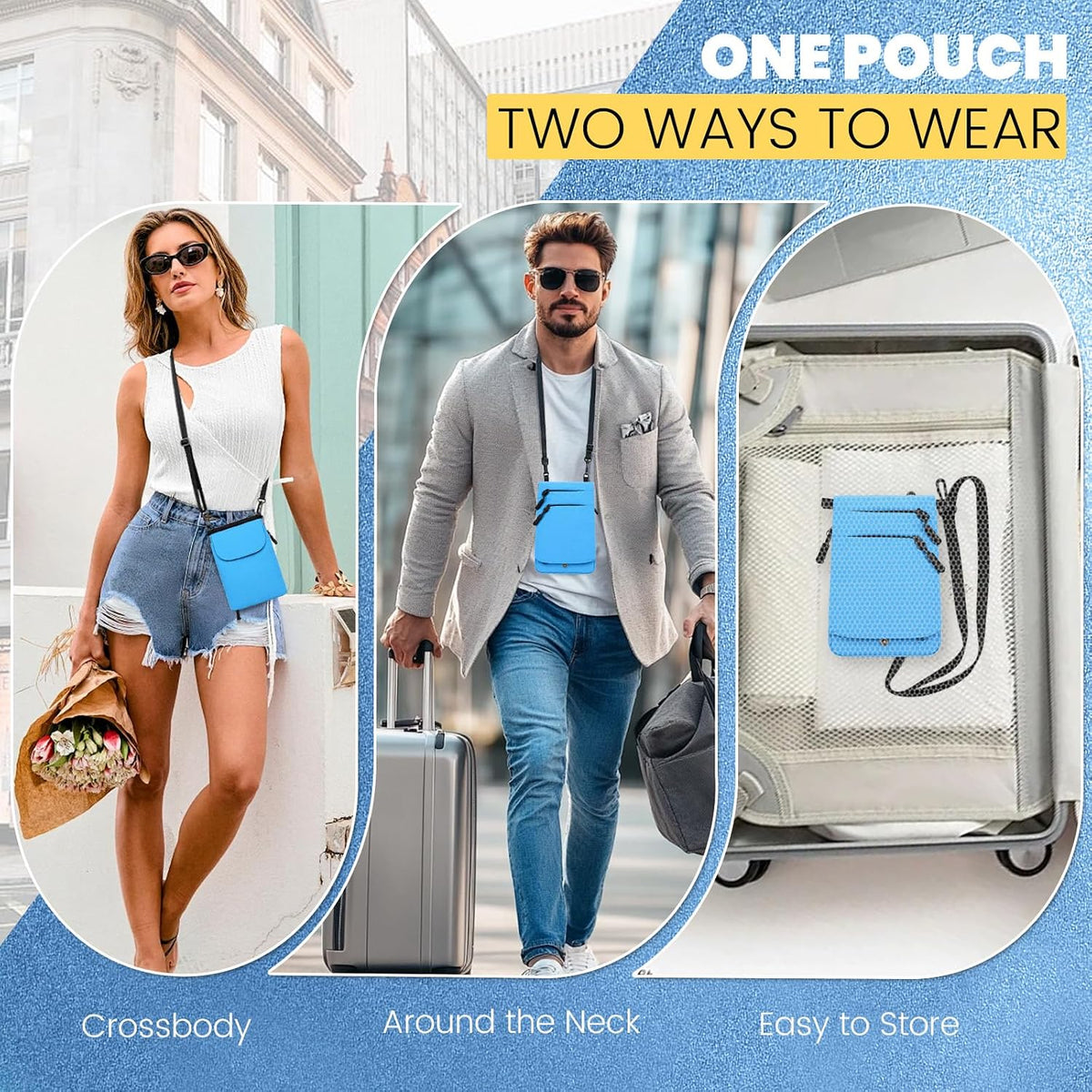 RFID Blocking Passport Holder for Travel Women Wallet Suit Single & Couples, Travel Essentials Neck Wallet with Adjustable Strap and Multi-Pocket Document Organizer Men for International Travelers