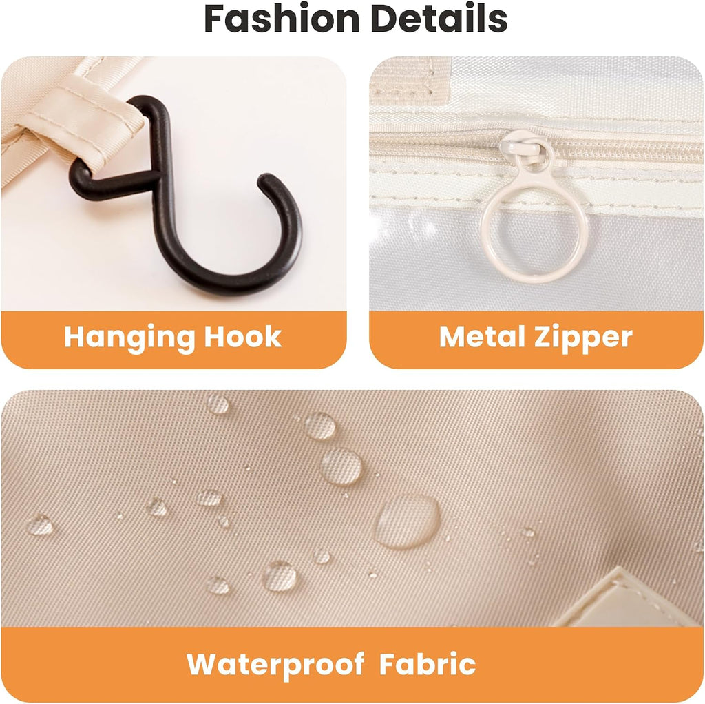 Portable Hanging Toiletry Bag for Travel,Small Multifunctional Makeup Cosmetic Bag for Women,Waterproof Travel Toiletries Organizer,Shower Bathroom Pouch with Hook for Gym,Camping - Pink Cherry
