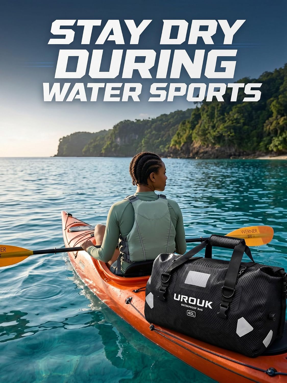 Waterproof Duffel Bag 40L 65L 90L Large Motorcycle Dry Bag Backpack,Roll-Top Heavy Duty Tail Bag Luggage Gear Bag with Straps for Travel, Camping, Fishing, Boating, Kayaking