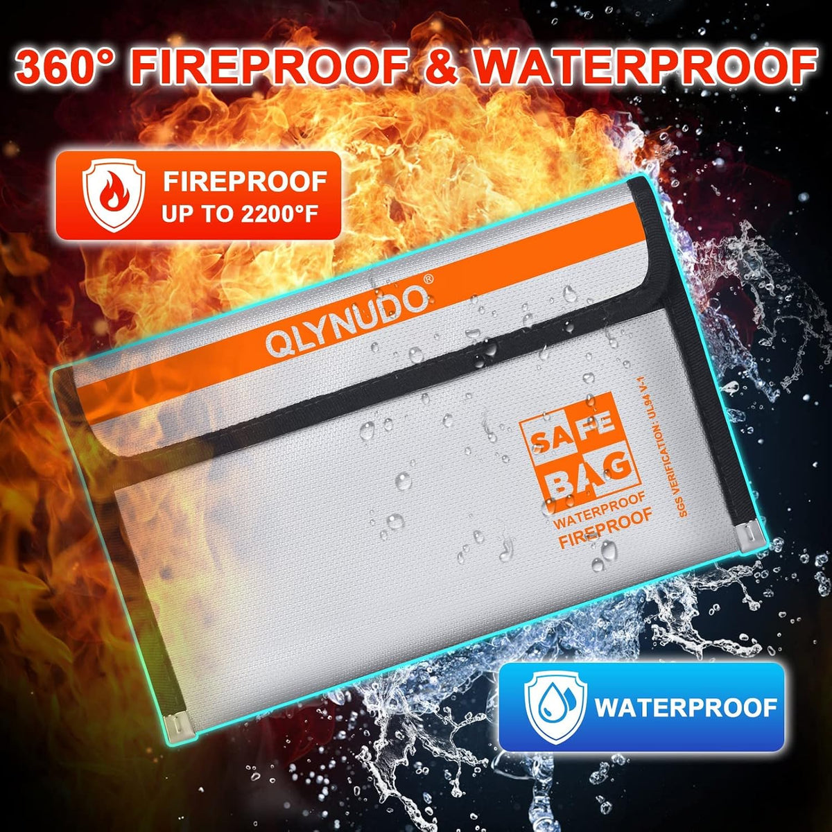 Small Fire Proof Travel Document Pouch, Birth Certificate Holder 2-Pack