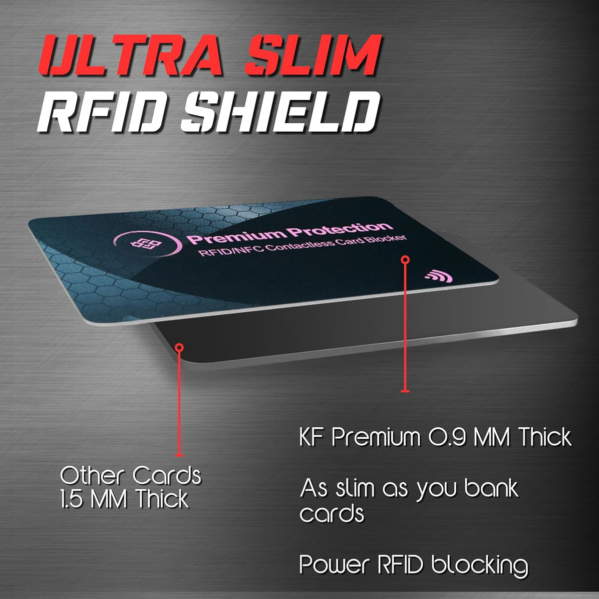 RFID Blocking Card (2 Pack) - 0.9mm Ultra Thin Credit & Debit Card Protector - One Card Shields Your Whole Wallet - Anti Fraud Contactless NFC Wallet Defender for Travel & Passport (Pink)