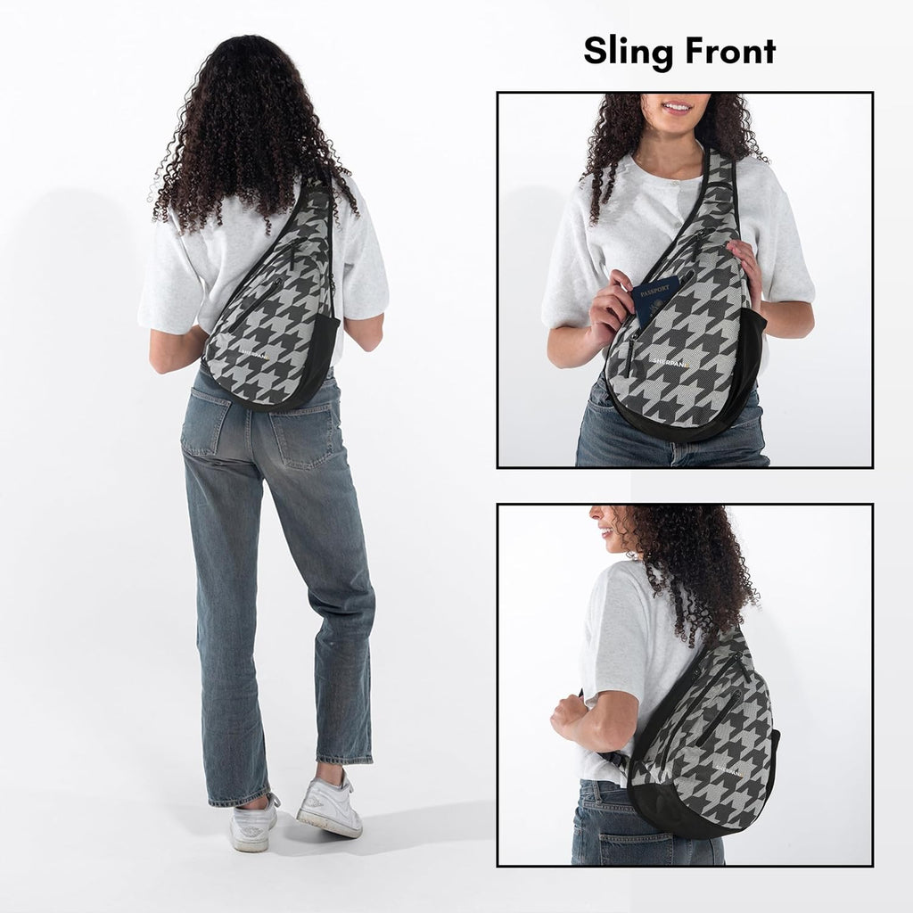 Sherpani Esprit, Anti Theft Sling Bag, Crossbody Backpack (Houndstooth)