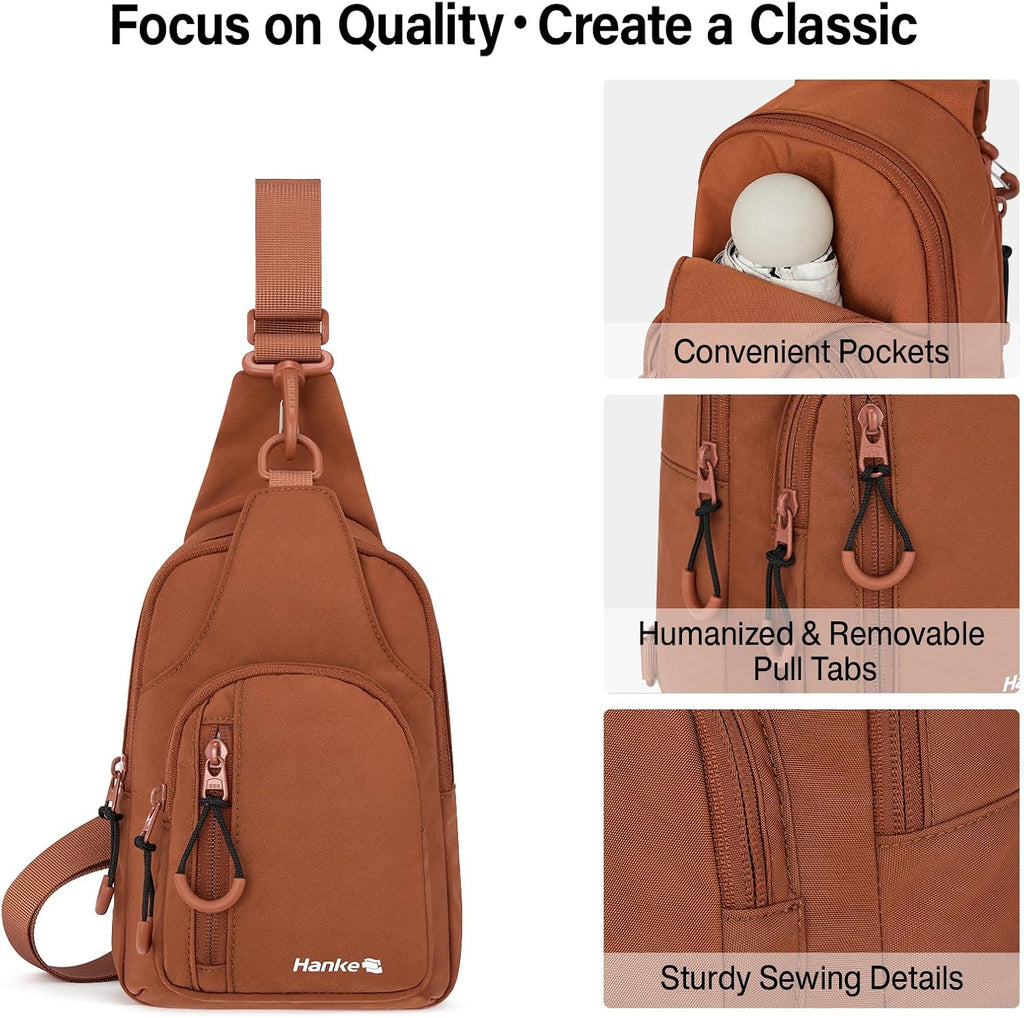 Hanke Crossbody Sling Bag for Women Men, Small & Large Casual Cross Body Sling Bags, Chest Bag for Outdoor Hiking Travel