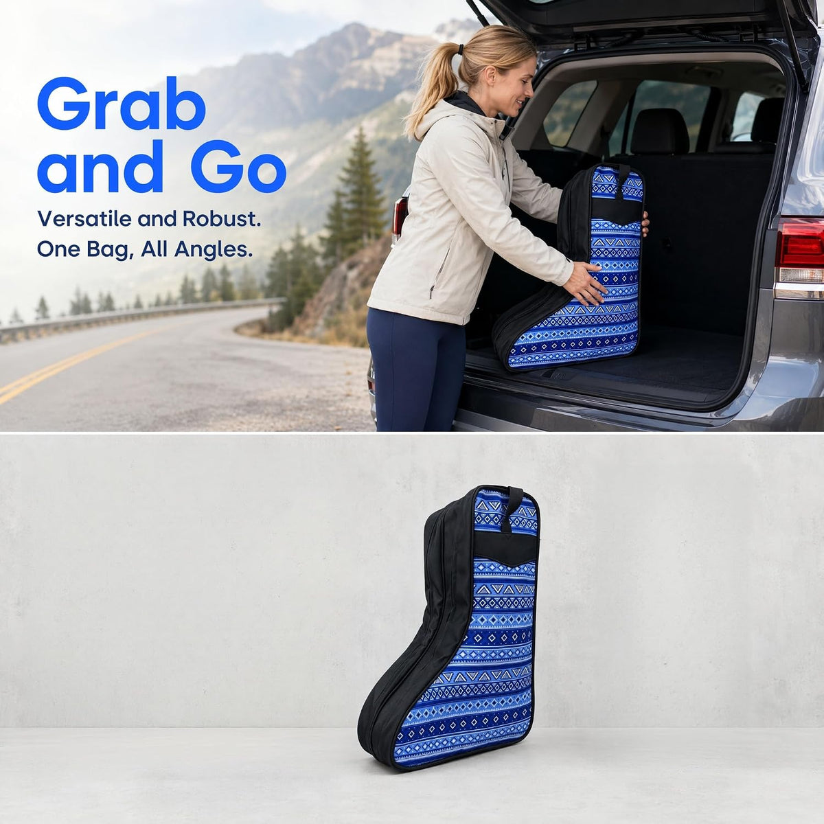 Boot Bags for Cowboy Boots, 17" Dual Compartment Storage Bag