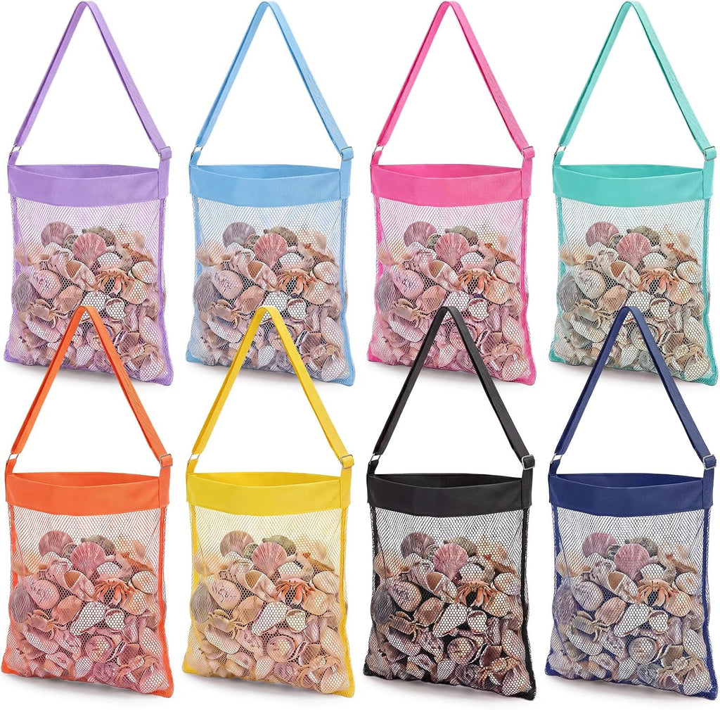 VioraWhite 8 Pcs Mesh Shell Bags Beach, Mixed Color