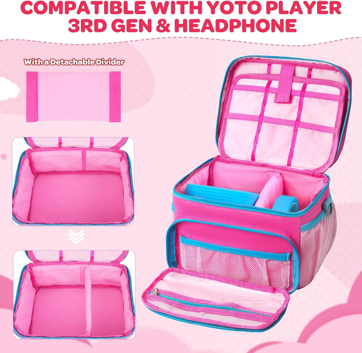 Carrying Case Fit for Yoto Player 3rd Generation & Headphone,Holds 30 Cards