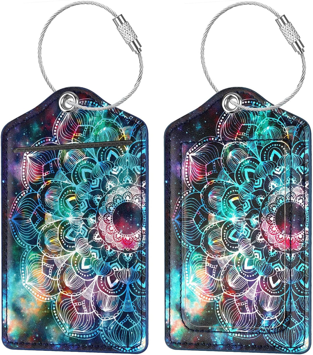 (2 Pack) Luggage Tag for Suitcases Leather Privacy Cover ID Label Travel